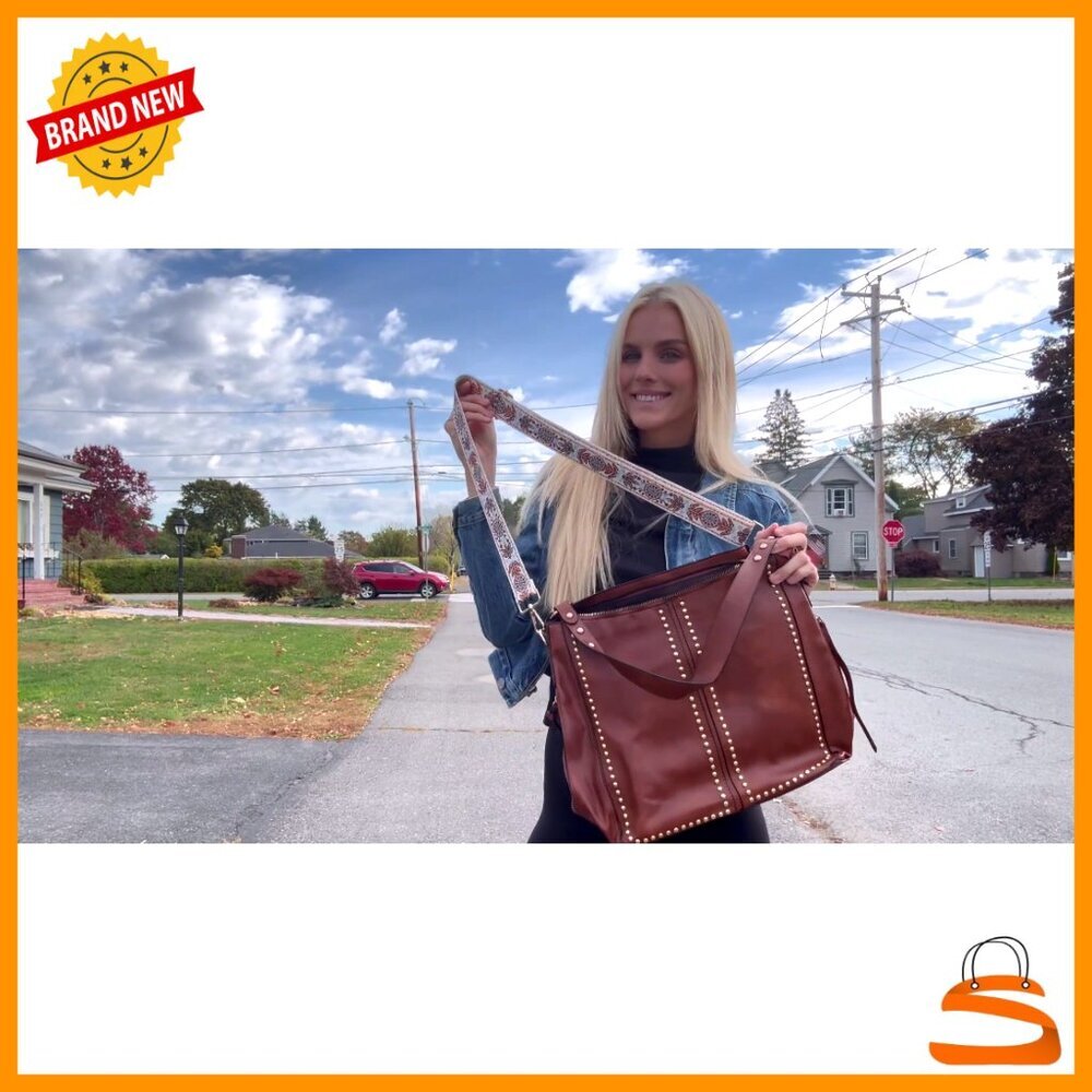 Large Hobo Tote Bag with Wallet, Studded Shoulder Handbag, Adjustable Straps - Picture 7 of 7